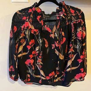 YUMI KIM - black floral blouse (XS)